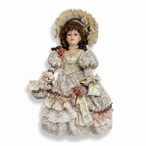 Limited Edition Cathay Depot Collection Chris Porcelain Doll W/ Lace & Floral Dr